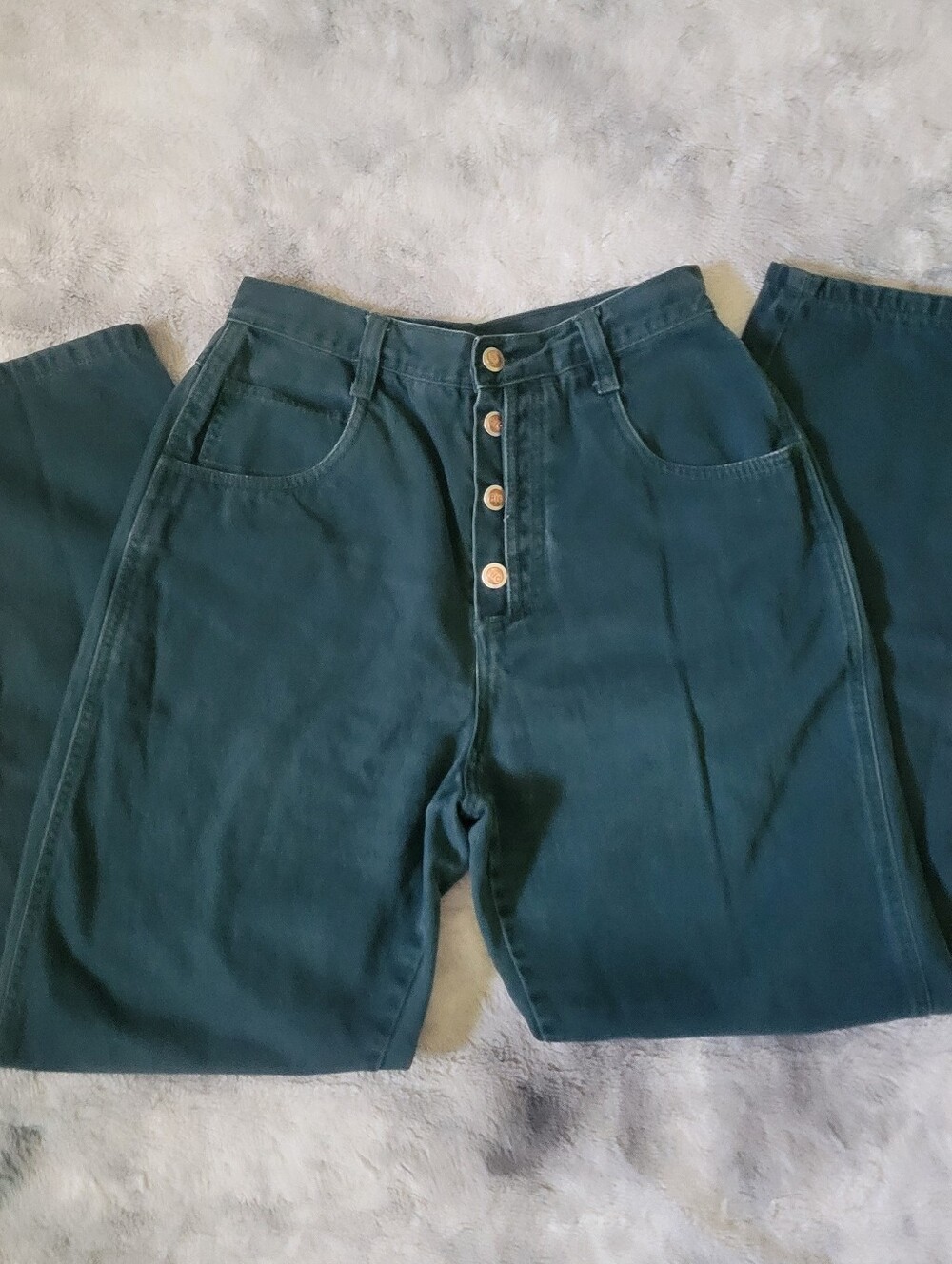 Vintage 90s Rio By Stephen Mardon Green Button-fly Jeans High Waisted Mom Jeans